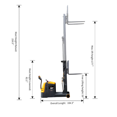 Counterbalanced Electric Stacker  3300lbs 177" High