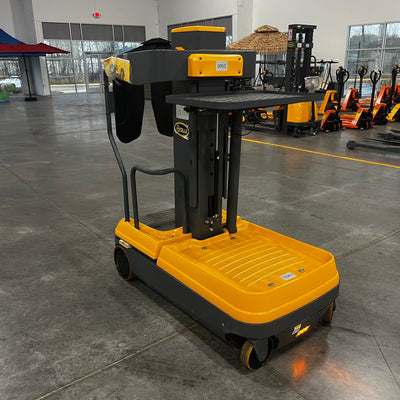 Used Fully Electric Mini Order Picker With Load Tray 200lbs. Capacity