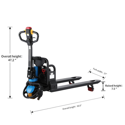 3300lbs Fully Electric Walkie Powered Pallet Jack with Lithium Battery 48"x27"