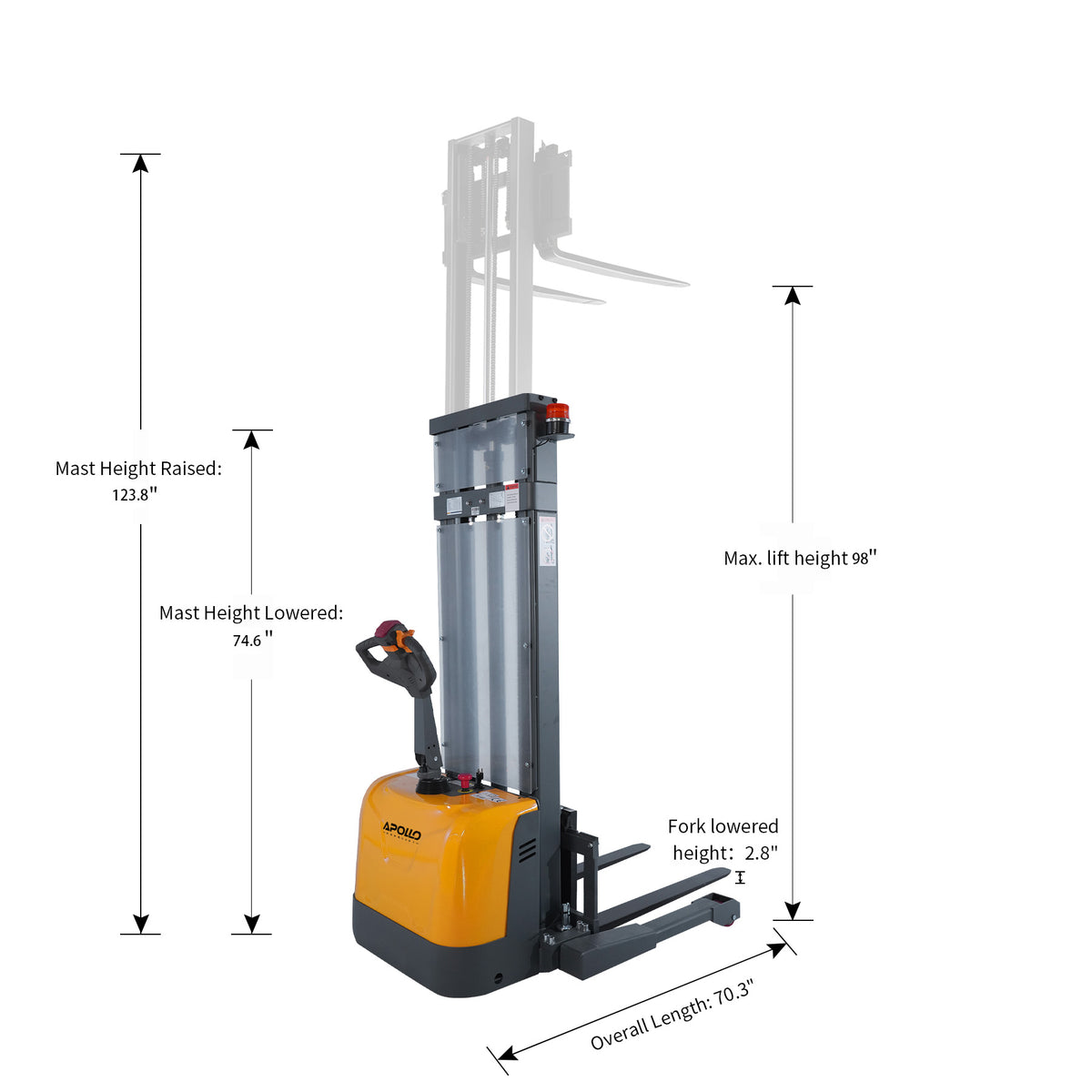 Powered Forklift Full Electric Walkie Stacker 3300lbs Cap. Straddle Le