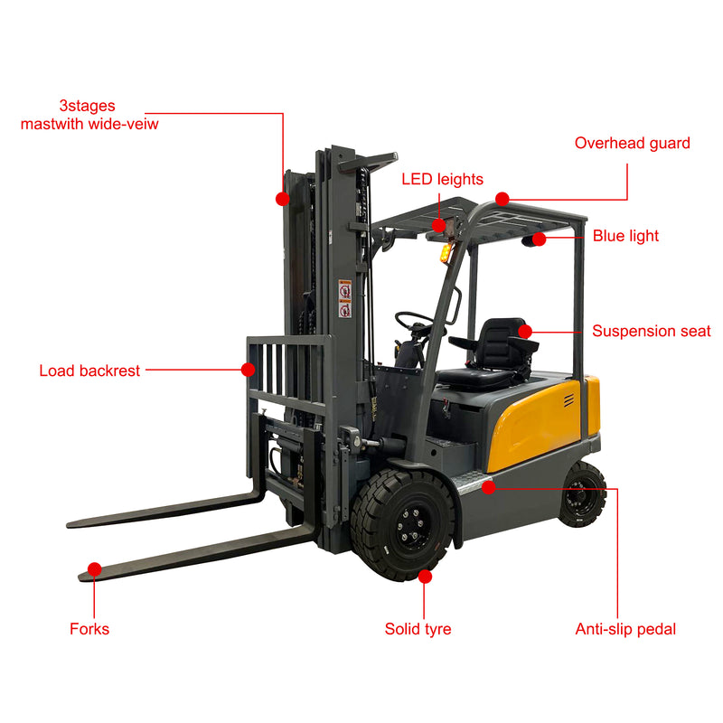 Lead acid Battery 4-wheel Electric Forklift 5500lbs Cap. 197" Lifting A-4004