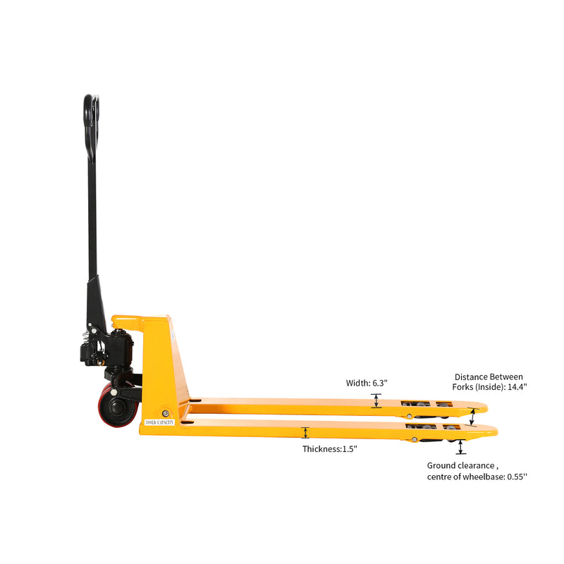Pallet Jack Low Profile 3300lbs. 48"Lx27"W Fork 2 inch lowered