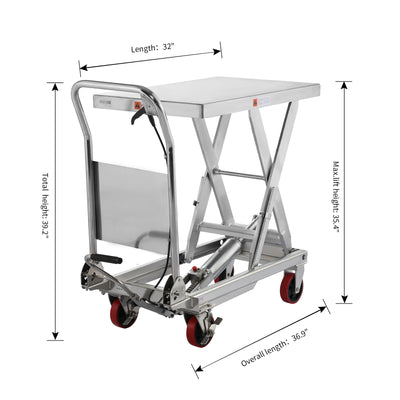 Single Scissor Lift Table  1100lb.  35.4" lifting height - Stainless (6814959009960)