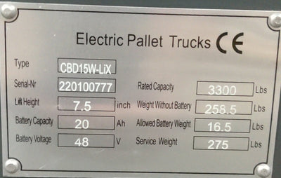 Used Pallet Truck 3300Lbs Cap. 45" x21"