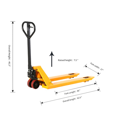 Loading and Unloading Warehouse Pallet Forklift Hand Pallet Jack 4400lbs.48"x27"