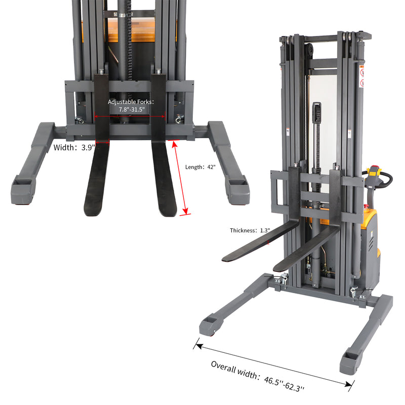 Apollolift Powered Forklift Full Electric Walkie Stacker 3300 lbs Cap. 177"Lifting A-3029