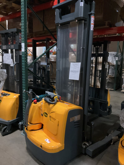 Used Powered Forklift Full Electric Walkie Stacker 3300 lbs Cap. 220"Lifting